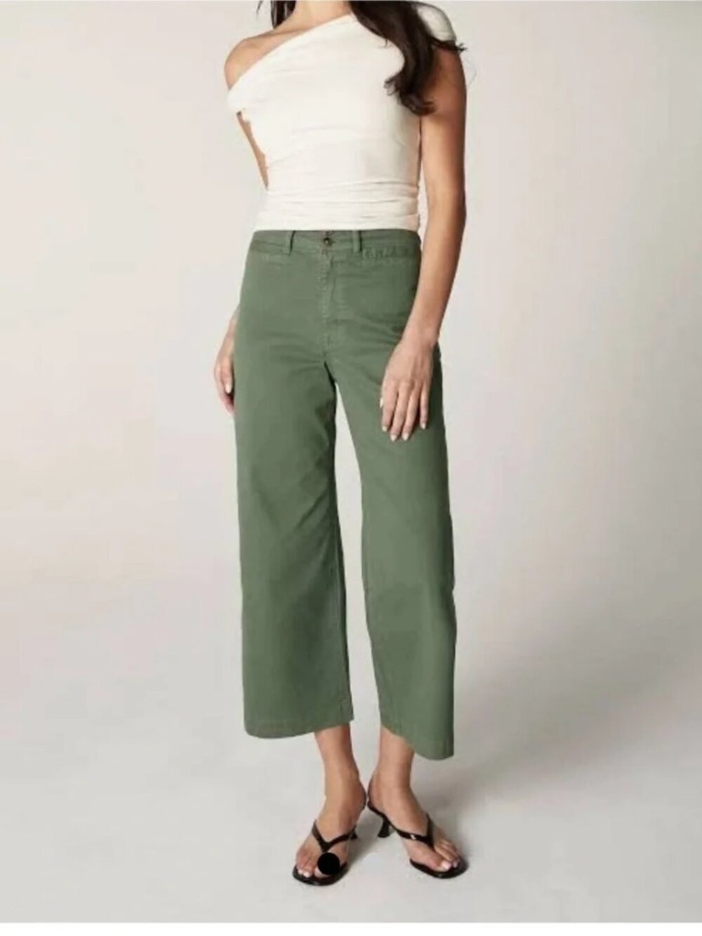 Unpublished Gemma Olive High rise Wide Leg Crop Jeans 27
